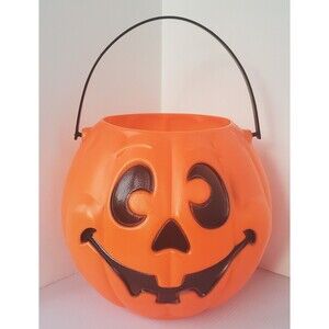 VTG Grand Venture Halloween Blow Mold 10" Orange Pumpkin Pail USA 1997 Bucket